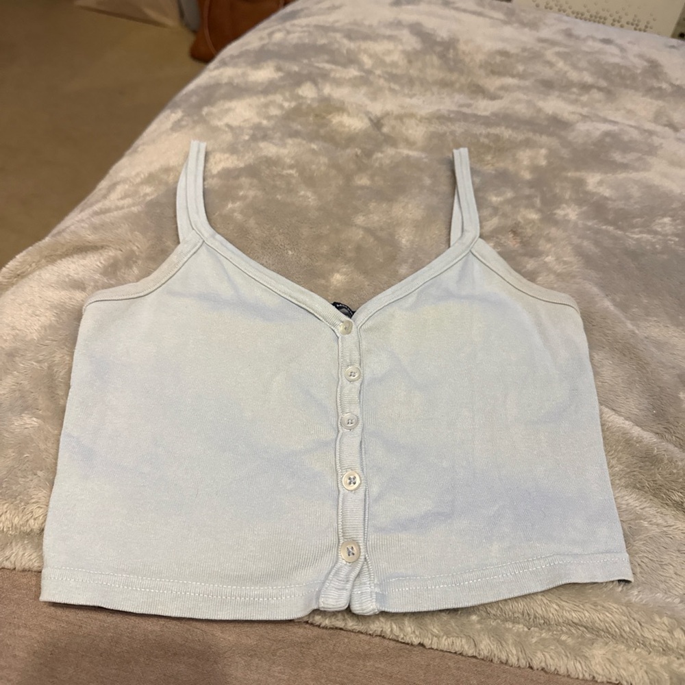Brandy Melville Light Blue Button-Front Tank Top